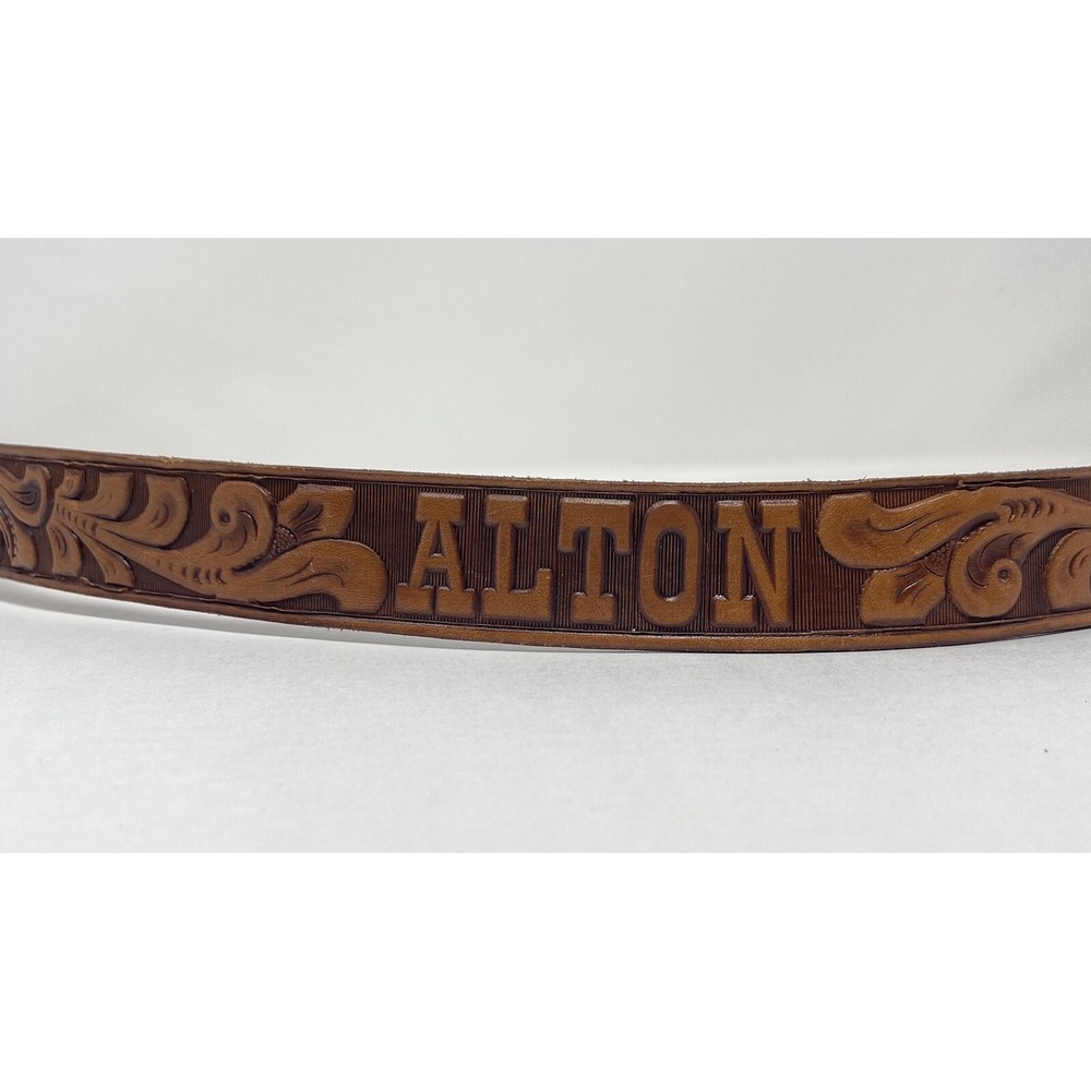 Sakowitz Alton Leather Belt‎ Floral Embossed Tooled Engraved Size 30